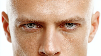 Fototapeta premium Intense gaze of a confident man with striking blue eyes emotional storytelling