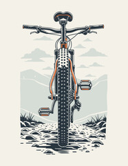 Vintage Style Front View Mountain Bike Illustration for Extreme Adventure