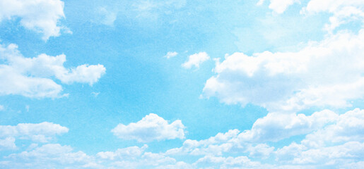 Grunge blue sky and white clouds with vintage effect.