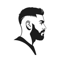 Minimalist Silhouette Side Profile Man with Beard and Modern Hairstyle Illustration