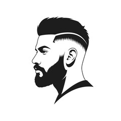 Minimalist Silhouette Bearded Man with Trendy Hairstyle Illustration Artwork Design
