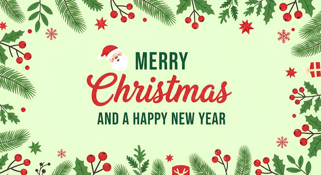 Christmas theme 2025 vector merry christmas and happy new year celebration holiday season greeting card vector background illustration