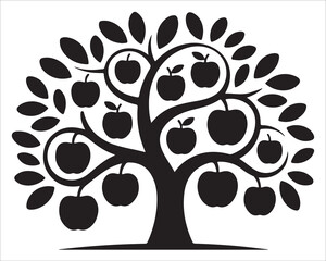 Fototapeta premium Botanical apple tree vector graphic for organic and eco-friendly artwork