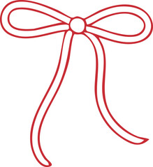 Fototapeta premium Hand-drawn ribbon bow for holiday celebration gift decoration and Valentine's Day love card symbol design on white