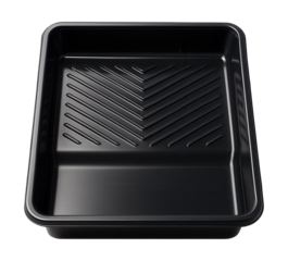Rectangular plastic paint tray with ribbed surface for even roller loading in home