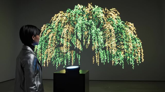 Woman Activates Digital Fingerprint That Transforms Into Digital Tree