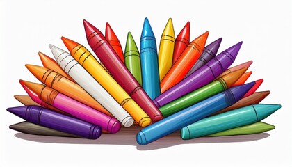 colorful crayons bundle bright isolated on white background