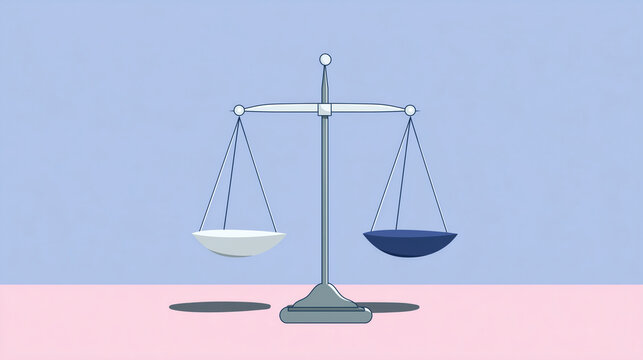 Ilustra&ccedil;&atilde;o da balan&ccedil;a da justi&ccedil;a simboliza equil&iacute;brio, igualdade, direito e tomada de decis&otilde;es justas.