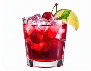 Iced cherry drink w/ lemon & mint
