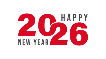 Fototapete Positive Typografie 2026 New Year celebration design with bold typography and modern lettering, featuring 'Happy New Year' text on a clean, minimalist background.  © Hasan_Sumon