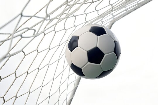 Soccer Ball Hitting Back of Goal Net Close-Up