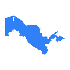 Uzbekistan blue silhouette map. Uzbekistan map vector. Uzbekistan map on white background