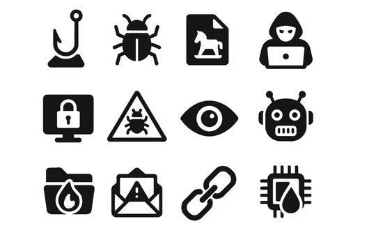 Threat malware phishing symbol breach icons cyber email icon vector attack fake