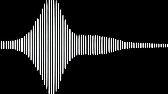 Sound Wave Audio Visualization with White Waveform Pattern on Black Background: Modern Art and Music Technology Illustration in Minimalist Mono Color Design