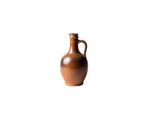Rustic ceramic clay jug with a handle, traditional pottery for liquids in a transparent background