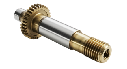 Precision gear shaft with threaded end, smooth sections, and helical teeth—used in mechanical systems for motion transfer and durability