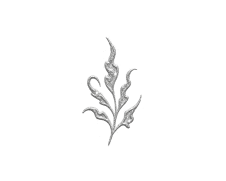 A single silver glittery leaf-like decoration with a wavy pattern on transparent background, winter holiday ornament - Powered by Adobe