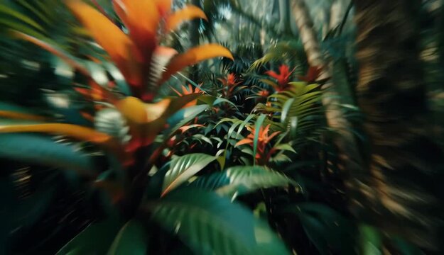 Tropical Rainforest Flowers Lush Green Jungle Foliage and Vibrant Blooms