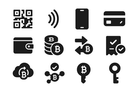 Crypto receipt wallet nfc smartphone icons icon card vector key payment cloud