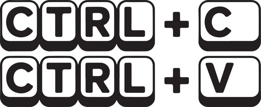 Keyboard Shortcut Icons For Copy Paste And Cut Paste On White Background ctrl c ctrl v