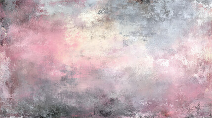 Fototapeta premium Abstract painting of dreamy pastel colors and textures with a watercolor effect, evoking a sense of tranquility. The artwork features soft hues of pink, gray and yellow.