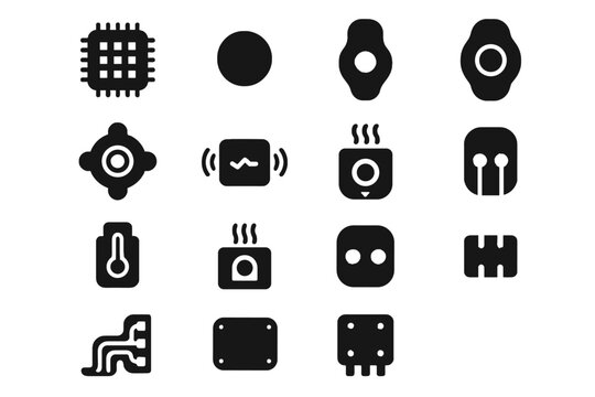 Sensor tile strip electrical micro photodiode zone circuit vector wearable dot icon