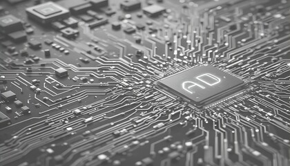 A focused man wearing a headset monitors financial data on computer screens in a dark office.