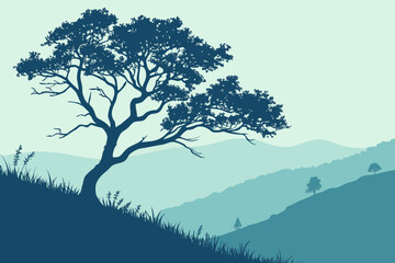 Blue Mountain Landscape Print | Layered Hills Art