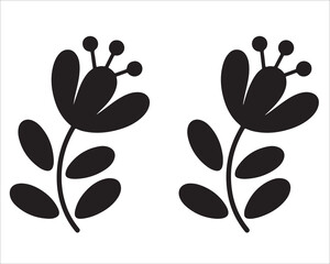 Stylized twin flower silhouette illustration for botanical decorative design