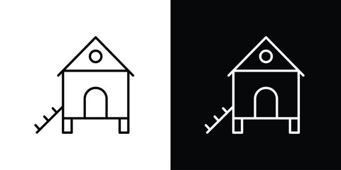 Chicken coop icon. Black illustration isolated for graphic and web design. © Power