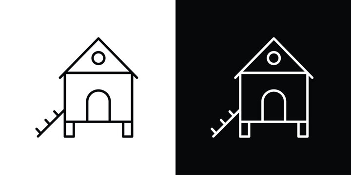 Chicken coop icon. Black illustration isolated for graphic and web design.