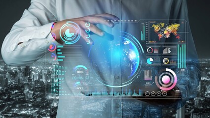 High-tech global network connection interface showing worldwide digital communication, data exchange, and internet connectivity. Global connection, data interaction, and worldwide communication. Thunk