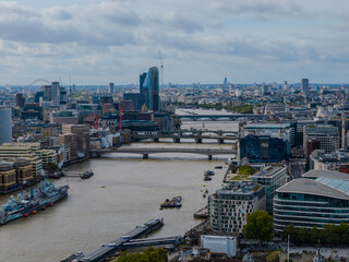 Beautiful aerial and street-level views of London City, showcasing the modern skyline, Thames River, The Shard, Walkie Talkie, and the vibrant financial district