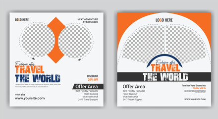 Explore the World Travel Post Banner and Nature Adventure Trip Post Template