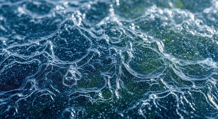 Abstract close up of rippling water surface with blue and green hues