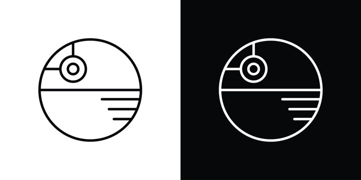 Death star icon. Black illustration isolated for graphic and web design.