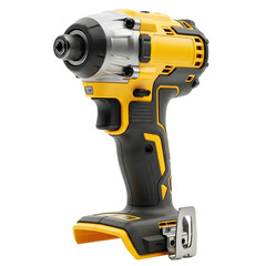 Yellow and black cordless impact driver tool isolated on transparent background