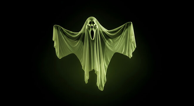 Eerie Screaming Spirit Haunting the Black Night - Powered by Adobe