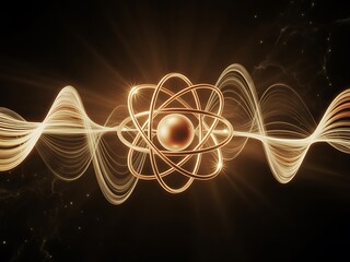 Abstract representation of atomic structure and energy waves