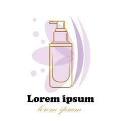 Minimal Gold Foundation Bottle Logo with Lavender Accents for Modern Cosmetic Branding