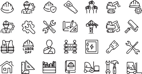Naklejka premium A vector-based line icon set featuring consistent stroke style, pixel-perfect geometry, and editable paths. Provided in SVG, AI, EPS, and transparent PNG formats, with 24×24 and 48×48 pixel grid optio