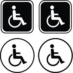 Set of Disability or Wheelchair Accessibility Symbol Icons Vector Illustration - Universal Access Graphic