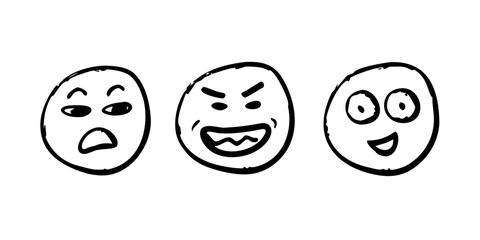 Fototapeta premium Hand drawn faces with quirky expressions in marker 2