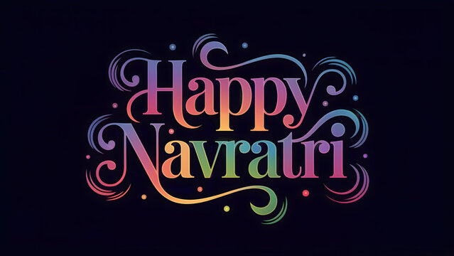 Celebrate Happy Navratri with vibrant colors and festive typography for greetings and social media posts