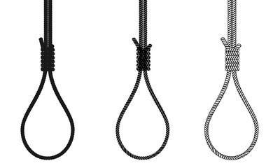 silhouette of noose rope set vector illustration isolated on white background