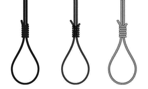 silhouette of noose rope set vector illustration isolated on white background
