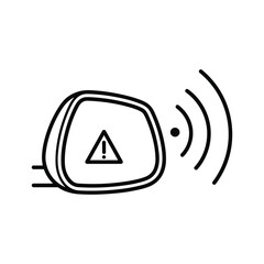 Blind spot warning system icon with sensor signal, isolated on