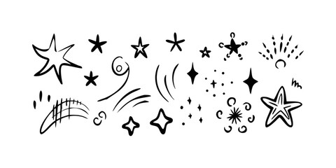 Hand Drawn Star Swirl and Crescent Moon Collection