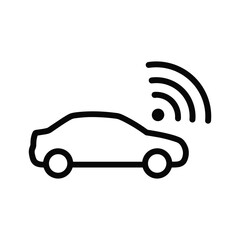 Autonomous vehicle with wireless connectivity symbol isolated on