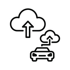 Connected car data upload to cloud concept isolated on